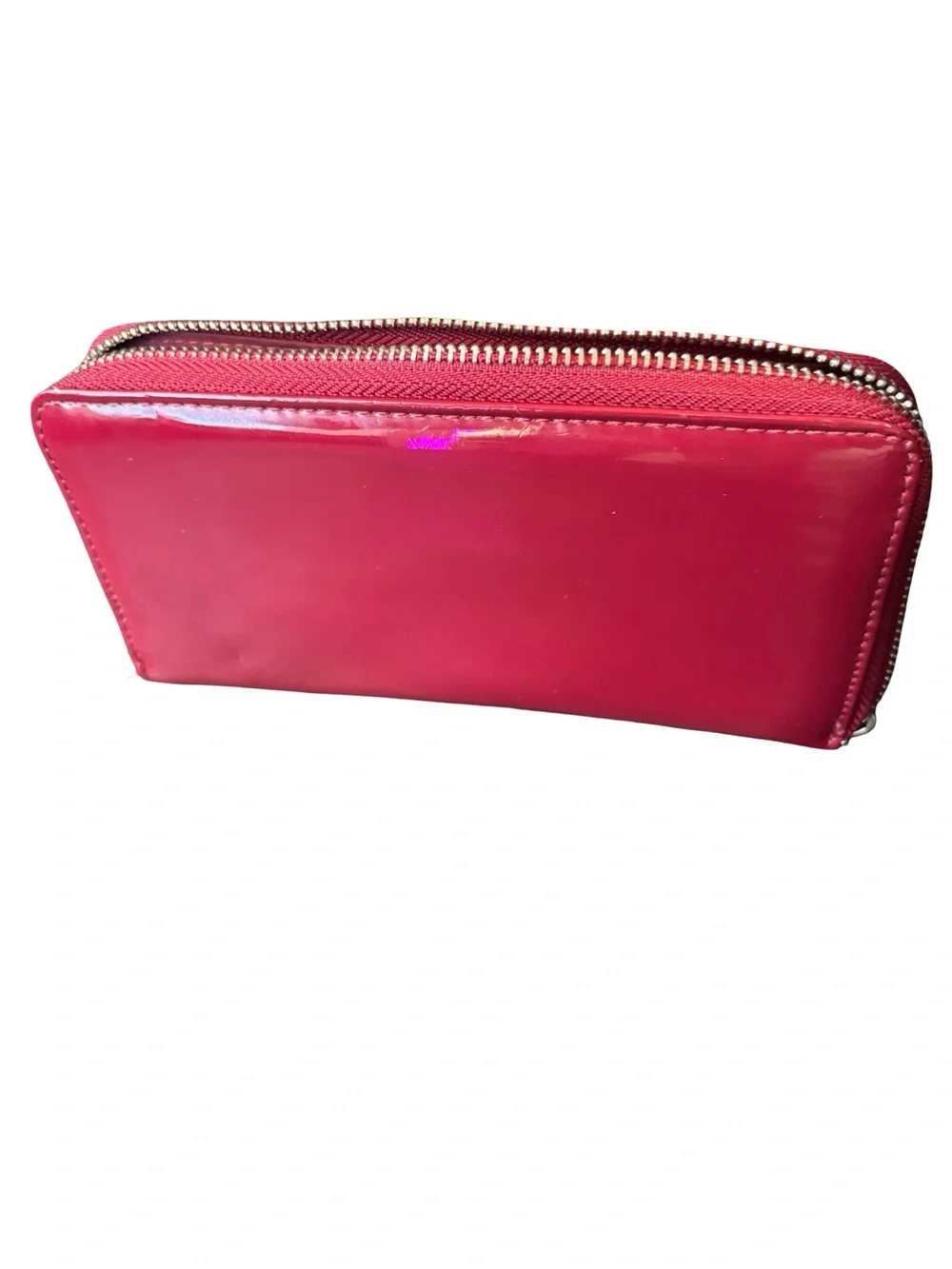 Women's Patent Zip Wallet - Hot Pink